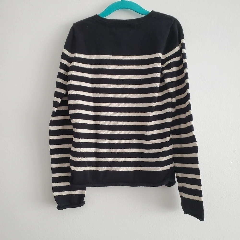 Gap Kids Long Sleeve Black White‎ Crewneck Sweater 100% Cotton